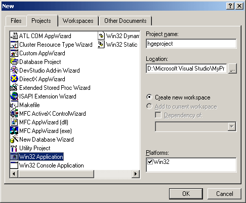 Creating blank project, 1 of 2