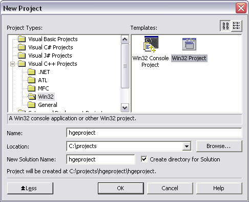 Creating blank project, 1 of 2