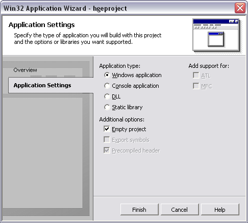 Creating blank project, 2 of 2